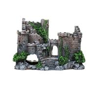 Decoración de acuario de peces: 17 x 7 x 13 cm, resina vintage Betta, ruinas de castillo envejecidas, base pesada de 400 g, resina fundida inerte para tanque de agua dulce, hogar, sala de estar