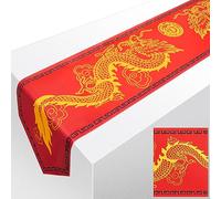 Decoración de año nuevo chino 2023 Camino de mesa impreso de dragón de 11 pulgadas x 6 pies, decoraciones de mesa asiático, decoraciones de fiesta china para suministros de fiesta de festivales de primavera (2 piezas)