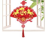 Decoración de Año Nuevo Lunar - Pantalla plana del Año del Caballo 2026, colgante tradicional vietnamita cortado en papel, estilo de simbolismo de éxito y vitalidad, palabra clave de categoría de