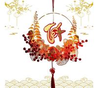 Decoración de Año Nuevo vietnamita,Colgantes de Año Nuevo vietnamita,Corona de puerta de entrada brillante para el festival de primavera - Adornos decorativos, colgante de puerta flocado para ventana