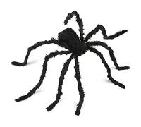 Decoración de araña de Halloween de 12 pies gigante redonda araña de 1.5 m negro araña peluda 60 g algodón elástico telaraña aterrador patio al aire libre interior Halloween decoración suministros