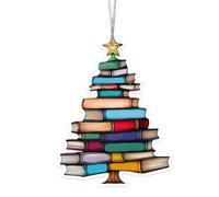 Decoración de árbol de acrílico 2D, adornos para árbol de Navidad, adornos colgantes apilados, adornos de libros pequeños, regalo de libro nerd, colgante de árbol de Navidad, para interior y exterior