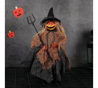 Decoración de árbol de bruja de Halloween, adorno de bruja de 10.2 pulgadas con falda de telaraña, sombrero de bruja, decoración de Halloween, decoración colgante de bruja, para decoración de chimenea