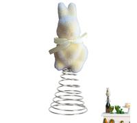 Decoración de árbol de conejito del este, 3,03 x 3,03 x 7,68 pulgadas, diseño de conejito flocado suave, decoración para el hogar, granja, porche, pieza central, ideal para fiestas de primavera