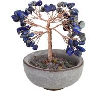 Decoración de árbol de Cristal de lapislázuli, árbol de Chakra de Cristal de Alambre de Cobre, Regalos de árbol de Cristal Hechos a Mano de Reiki, adecuados para la decoración del hogar (Cian)