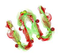 Decoración de árbol de Navidad con cuentas de cinta roja y verde, corona de malla de poliéster para fiestas de vacaciones, decoración del hogar, suministros de fiesta