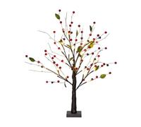 Decoración de árboles iluminados, de flor de bayas rojas, decoración interior, árbol iluminado por LED, para Año Nuevo, inauguración de la casa, Pascua, invierno, dormitorio, sala de estar