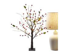 Decoración de árboles iluminados | Flor artificial de bayas rojas, ramas de árbol iluminadas con LED para interiores, para dormitorio, sala de estar, comedor, estudio, apartamento, Navidad, invierno