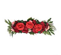Decoración de arco de boda de rosas artificiales, guirnalda floral falsa de seda para telón de fondo de ceremonia, manto de chimenea, decoración de pared de puerta delantera (rojo)