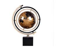 Decoración de Arte Abstracto Moderno, Decoración de Escultura de Adorno de Bola de Metal Con Soporte Rectangular en Negro y Dorado (Globo)