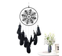 Decoración de : arte colgante de 61 cm de largo, de aro de plumas, de cuentas étnicas con significado de símbolo tradicional | Decoración estética del hogar para