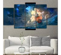 Decoración De Arte De Pared 5 Piezas Imprime En Lienzo Carteles De Barco Pirata De Anime One Piece HD Cuadro Estilo Abstractos Moderna Inicio Decoración Lienzos Listo para Colgar(con Marco)