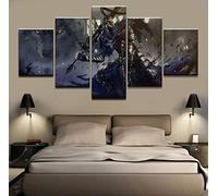 Decoración De Arte De Pared 5 Piezas Imprime En Lienzo Juego Dark Souls Warrior Hd Cuadro Estilo Abstractos Moderna Inicio Decoración Lienzos 150×80 Cm,Listo Para Colgar(Con Marco)