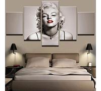 Decoración De Arte De Pared 5 Piezas Imprime En Lienzo Marilyn Monroe Hd Cuadro Estilo Abstractos Moderna Inicio Decoración Lienzos 150×80 Cm,Listo Para Colgar(Con Marco)