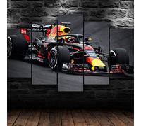 Decoración De Arte De Pared 5 Piezas Imprime En Lienzo MAX Verstappen F1 Racing HD Cuadro Estilo Abstractos Moderna Inicio Decoración Lienzos Listo para Colgar(con Marco)