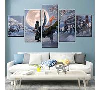 Decoración De Arte De Pared 5 Piezas Imprime En Lienzo Zoro One Piece Poster Home Art Hd Cuadro Estilo Abstractos Moderna Inicio Decoración Lienzos 150×80 Cm,Listo Para Colgar(Con Marco)