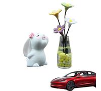 Decoración de automóviles de conejito, accesorios para automóviles de flores - Decoraciones de tablero de paneles de flor de flores pequeños,Accesorios interiores de automóviles portátiles, decoración