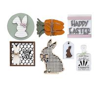 Decoración de bandeja con niveles de granja, decoraciones de bandeja de nivel,Decoración de bandeja sin estatua de Pascua de madera - Platos y placas decorativas, decoraciones de fiesta para Acción de