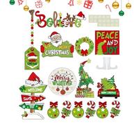 Decoración de Bandeja de Varios Niveles de Santa Claus, Bandeja de Varios Niveles Navidad - Decoraciones de Mesa Paneles de Madera,Paneles de Mesa de Granja Rústica Peace and Love para estante de mesa