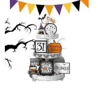 Decoración de Bandeja escalonada de Halloween | Letrero de Madera rústica de Calabaza Fantasma | Suministros de de Halloween de Terror para mesas, Sala de Estar, Dormitorio, Armario, estantería