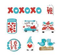 Decoración de Bandejas Escalonadas,Bloques de San Valentín | Bandeja Escalonada con Cartel De Madera En Bloque | para Boda Fiesta Navidad Sala de Estar Restaurante Jardín