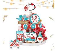 Decoración de Bandejas Escalonadas, Centro De Mesa De 9 Piezas, Bandeja Escalonada Con Cartel De Madera En Bloque, Para Boda Fiesta Navidad Sala de Estar Restaurante Jardín