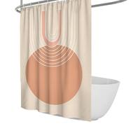 Decoración de baño Moderna de Mediados de Siglo, Cortina de Ducha geométrica Abstracta, Cortina Impermeable de poliéster, círculos concéntricos y líneas en Forma de U diseño 200 x 220 cm