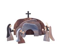 Decoración De Belén, Detalles Hechos A Mano, 1 Juego, Decoracións Cristiana Pascua, Conjunto De Decoración De Belén De Pascua De Madera, Portátil, Para Iglesia, Escuela, Mesa De Comedor, Mantel, Por