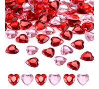 Decoración de boda con diamantes, 240 unidades, color rojo y rosa, confeti de corazón de rubí, decoración de boda con corazones en 3D, decoración de mesa de boda, 12 mm