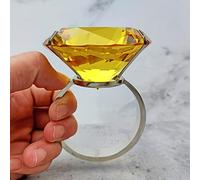 Decoración de boda de 80 mm, anillo de diamantes grandes, de cristal de 80 mm, propuesta romántica, accesorios de matrimonio, adornos para el día de San Valentín, amarillo-plateado