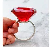 Decoración de boda de 80 mm, anillo de diamantes grandes, de cristal de 80 mm, propuesta romántica, accesorios de matrimonio, adornos para el día de San Valentín, color rojo y plateado