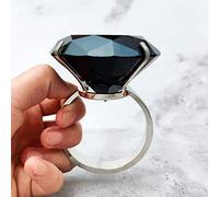 Decoración de boda de cristal de 80 mm, anillo de diamante grande, propuesta romántica, accesorios de matrimonio, adornos para el día de San Valentín, color negro y plateado