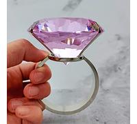 Decoración de boda de cristal de 80 mm, anillo de diamante grande, propuesta romántica, accesorios de matrimonio, adornos para el día de San Valentín, color rosa y plateado