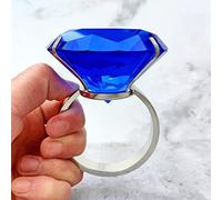 Decoración de boda de cristal de 80 mm, anillo de diamante grande, propuesta romántica, accesorios de matrimonio, adornos para el día de San Valentín, azul-plateado