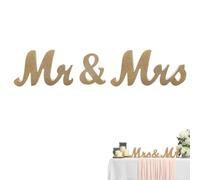 Decoración de Boda Madera 1 Pieza Adorno Mesa Mr y Mrs Letras Grandes decoración romántica para Mesa de Banquete Blanco rústico Estilo Vintage Ceremonia Boda Compromiso