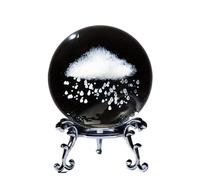 Decoración de bola de cristal tallada en 3D con sistema solar, cielo estrellado y patrón de animales - Base plateada(Yunyu,6cmball)