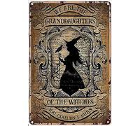 Decoración de bruja para fiesta de cumpleaños, bruja somos las nietas de las brujas, letrero de metal de Halloween, letrero de aluminio para pared, póster de metal para mujer, dormitorio, hogar, 8 x