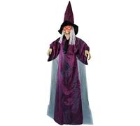 Decoración De Brujas De Halloween,180cm,Muñeca Bruja con Sensor De Movimiento Y Ojos LED Parpadeantes,Decoración Terrorífica para Exteriores De Vac Ciones para Que Proyectan Una Inquieta