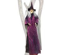 Decoración de brujas de Halloween - ojos rojos intermitentes | sonidos espeluznantes y voces gritando | Hauted House, Carnival & Costume Party Prop | Decoración espeluznante de batería para valla