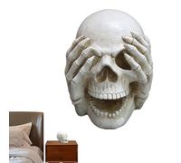 Decoración de cabeza de cráneo, decoración de cráneo de Halloween | Decoración de mesa de cabeza de cráneo de resina realista - Decoraciones realistas de cabeza de esqueleto sin mirada, sin decir para