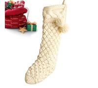 Decoración de calcetines navideños, calcetines de punto de granja - 18 pulgadas acogedoras medias de chimenea para decoración navideña - Medias grandes de un color para el país