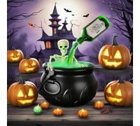Decoración de caldero de plástico para Halloween, kit de caldero burbujeante con botellas de poción flotantes y niebla, decoraciones de Halloween para fiestas de mesa, cuenco de bruja alimentado por