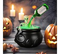 Decoración de caldero de plástico para Halloween, kit de caldero burbujeante con botellas de poción flotantes y niebla, decoraciones de Halloween para fiestas de mesa, cuenco de bruja alimentado por