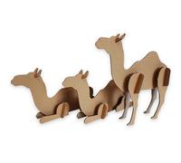DECORACIÓN DE CARTÓN - Camellos de Cartón Navidad. Elegantes Camellos para Decoración Navideña 2 Sentados y 1 Pie. Camellos de Reyes Magos de Mesa. Eco. Adornos Montables FSC.