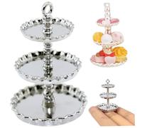 Decoración de casa de muñecas, Mini Soporte para Pasteles a Escala 1 12, Soporte para Magdalenas en Miniatura de aleación de 3 Niveles para Cocina de casa de muñecas, decoración de Comedor