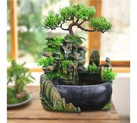 Decoración de cascada, decoración de jardín, fuente, jardín de rocas, cascada, fuente para la mesa de té, oficina, 220 V (sin niebla)