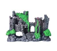 Decoración de castillo de acuario: castillos de paisajismo de resina, cueva de piedra con espacio, castillo decorativo con diseño realista, accesorio de acuario, ayudante de hábitat para betta