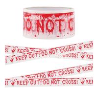 Decoración de Cinta de Precaución de Halloween 48×250cm Blanco Rojo Halloween Caution Tape,Cinta Peligro Horror Barrier Tape para Halloween,Noche de Miedo,Decoración Temática
