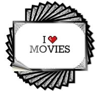 Decoración de cocina retro, calcomanías divertidas con cita en el estuche, calcomanías de acento sin residuos para equipaje, recuerdo de fiesta de silicona personalizado I Love Movies (12 x 18 cm)