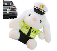 Decoración de conejitos de motocicletas - Oficial de adornos de conejo, estatua de felpa Fluffyy | Modelo de peluche de conejo de patrulla, accesorio de conejito guardianes, pantalla de decoración de